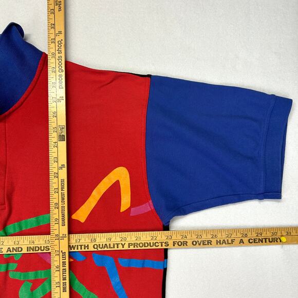 VTG Greg Norman Polo Mens L Shark Wrap Around Colorblock Shirt 90s Red Blue Blac - Picture 5 of 12